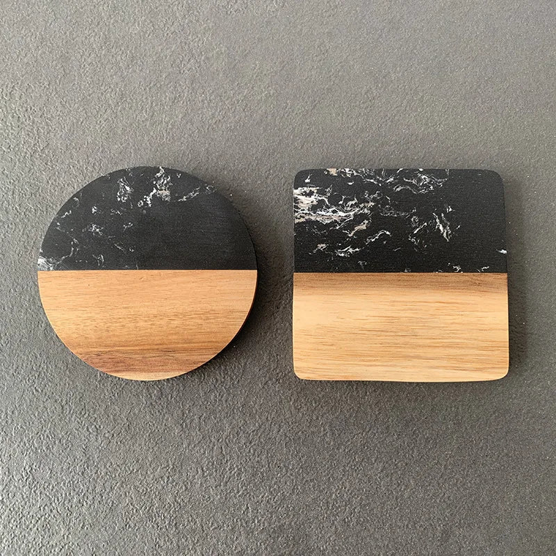 1PC Wooden Marble Coaster