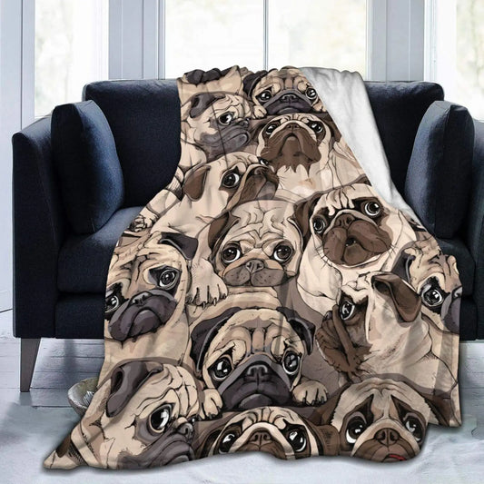 Pug Dogs Funny Puppy Fuzzy Flannel Blanket