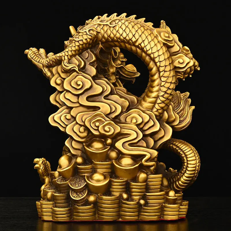 Bringer of Wealth Fengshui Copper Dragon Sculpture