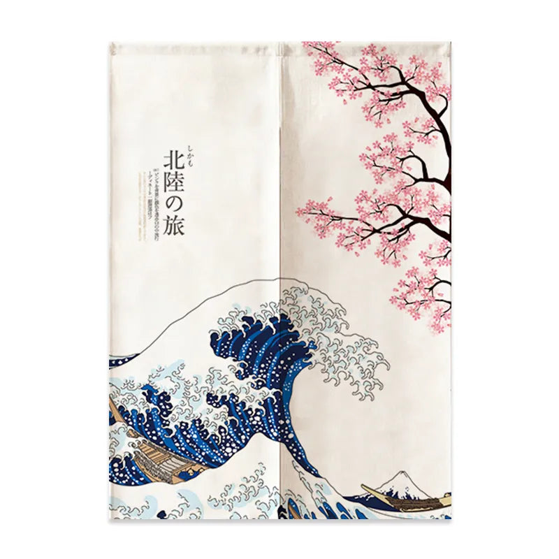 Japanese Fuji Waves Decorative Drapes