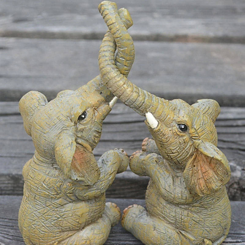 Lucky Elephant Couple Figurine