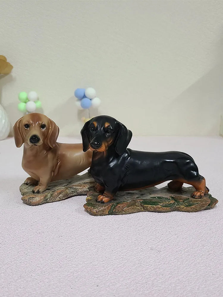 Simulation Dachshund Resin Figurines