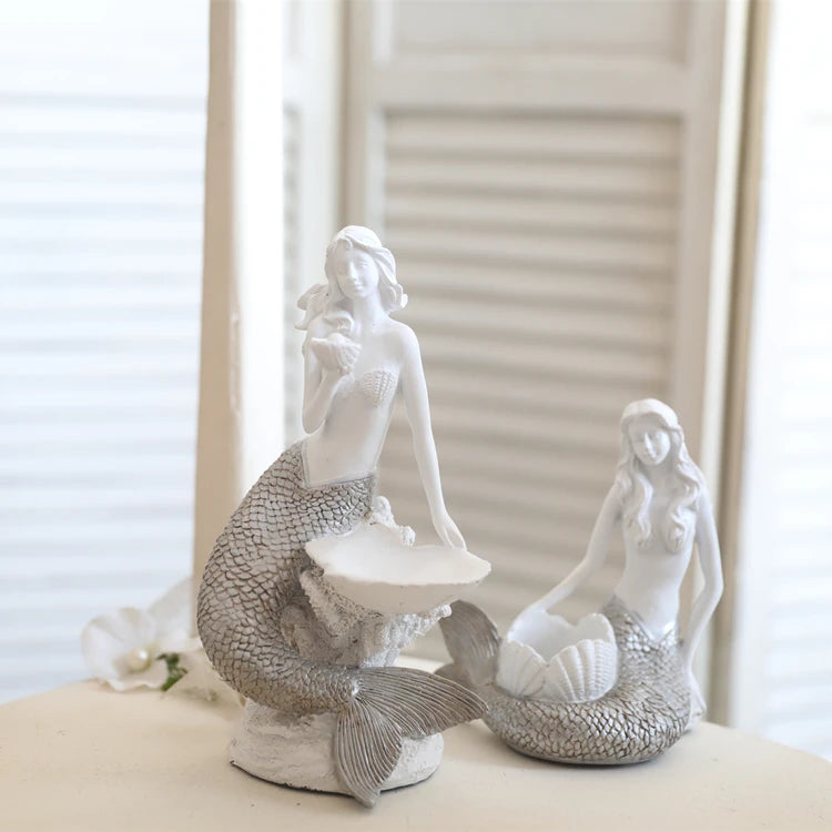 Resin Shell Pearl Mermaid Statue