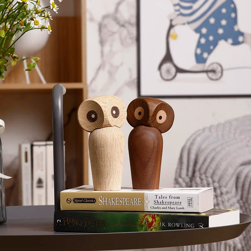 Lovely Tall Wooden Owl Figurines