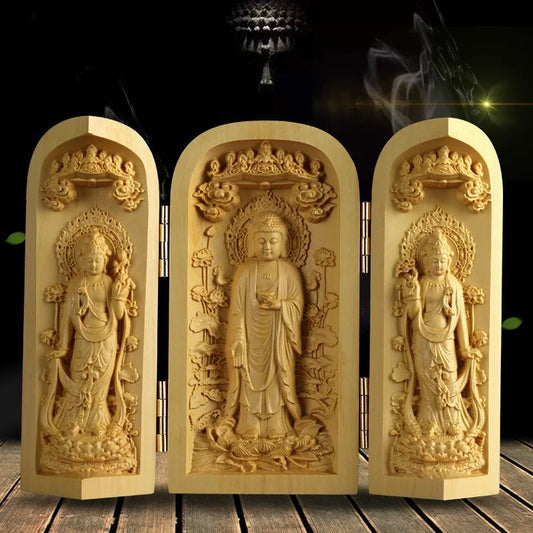Exquisite Boxwood Carving Guanyin Buddha Statue