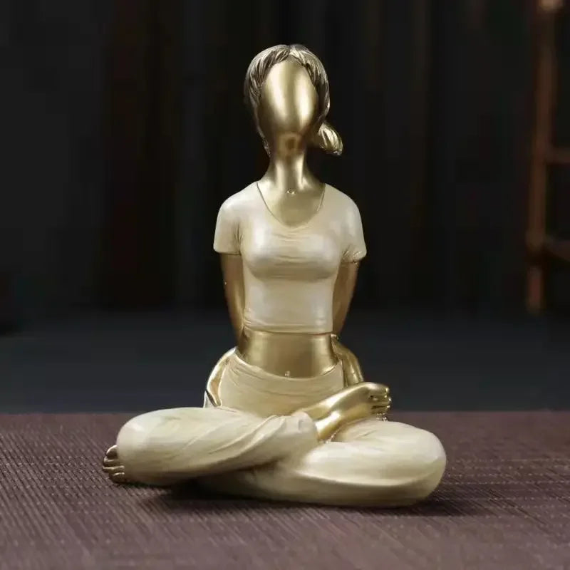 Abstract Yoga Pose Sculpture – Decorative Resin Figurine