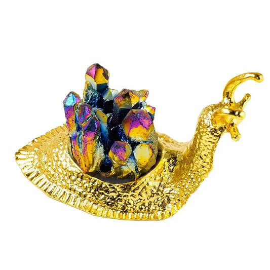 Crystal Snail Figurine with Healing Stones