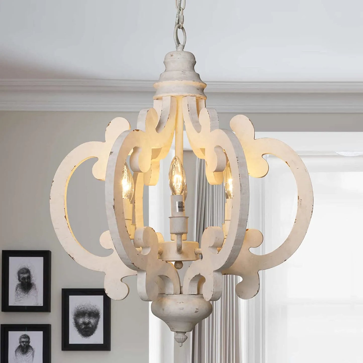 Vintage Wood Chandelier For Farm House