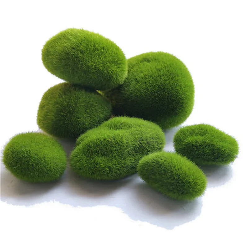 10 Pcs Artificial Green Moss Stones