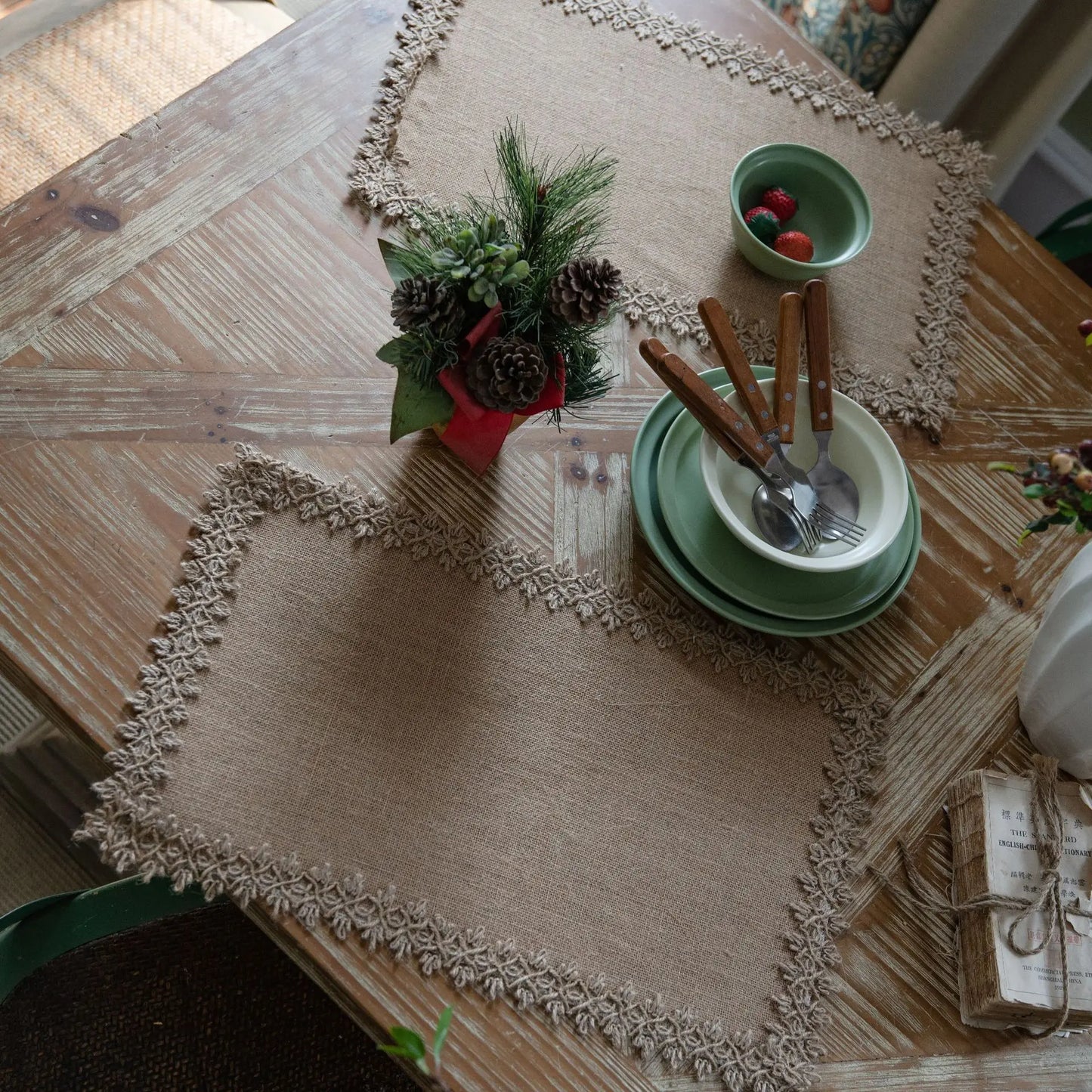 Vintage Farmhouse Jute Table Runner