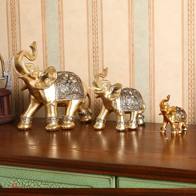 Gorgeously Intricate Golden Elephant Figurine