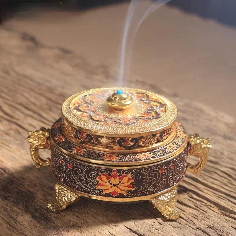 Colored Enamel Lotus Incense Burner