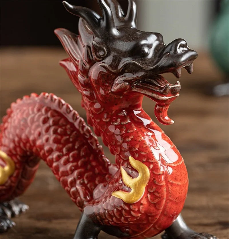 Traditional Chinese Porcelain Dragon Statue