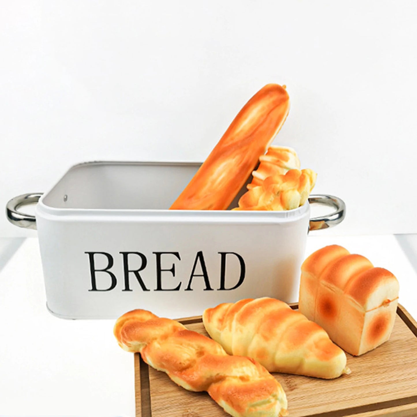 Retro Style Multi Purpose Bread Box with Wooden Lid