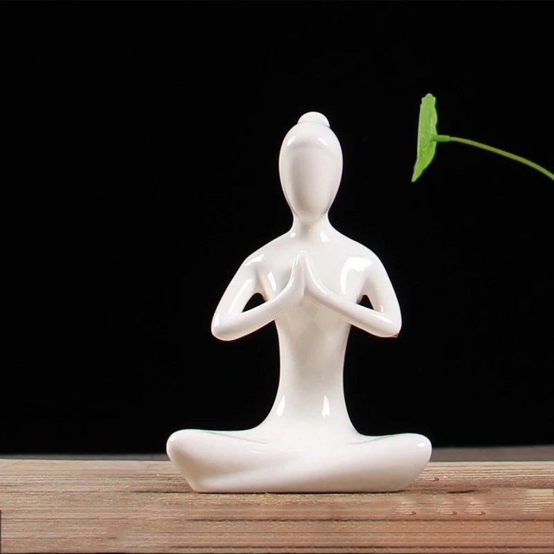 Abstract Ceramic Yoga Pose Figurine