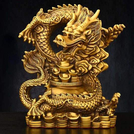 Bringer of Wealth Fengshui Copper Dragon Sculpture