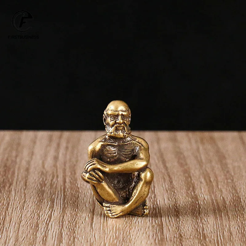 Sitting and Standing Retro Brass Bodhidharma Figurines