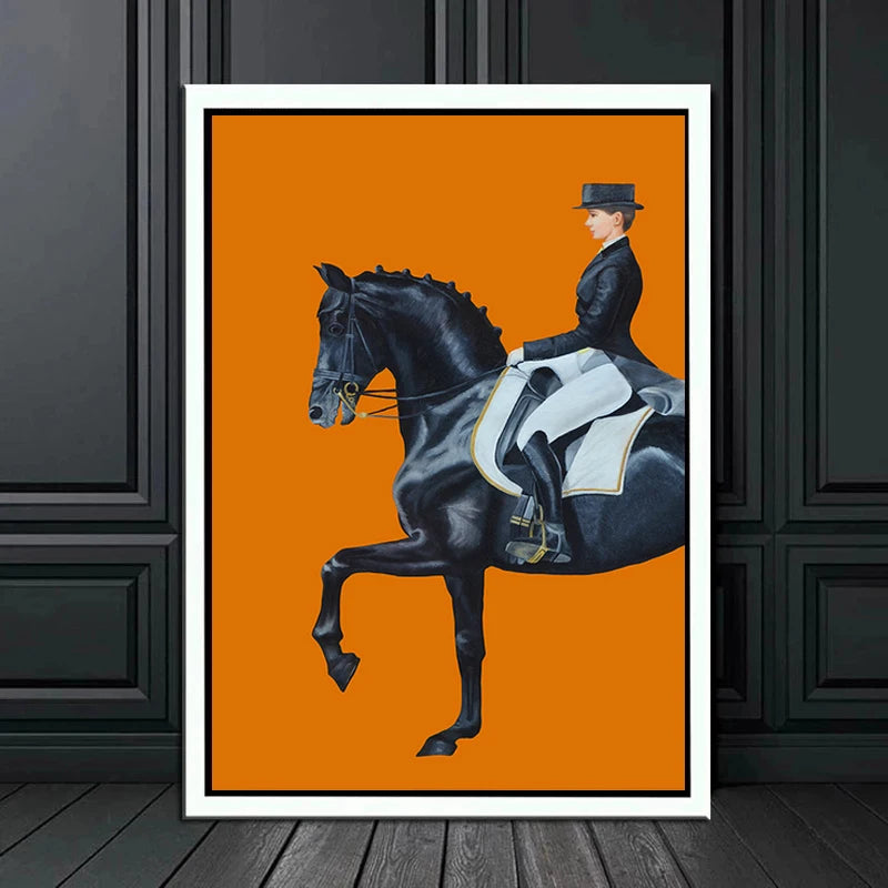 Modern Black Horse Canvas Painting