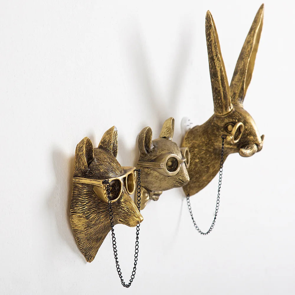 Vintage Gold Animal Head Statue