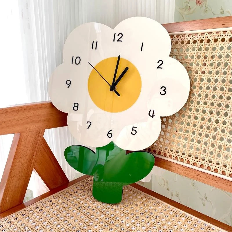 Cartoon Flower Wall Clock for Kids