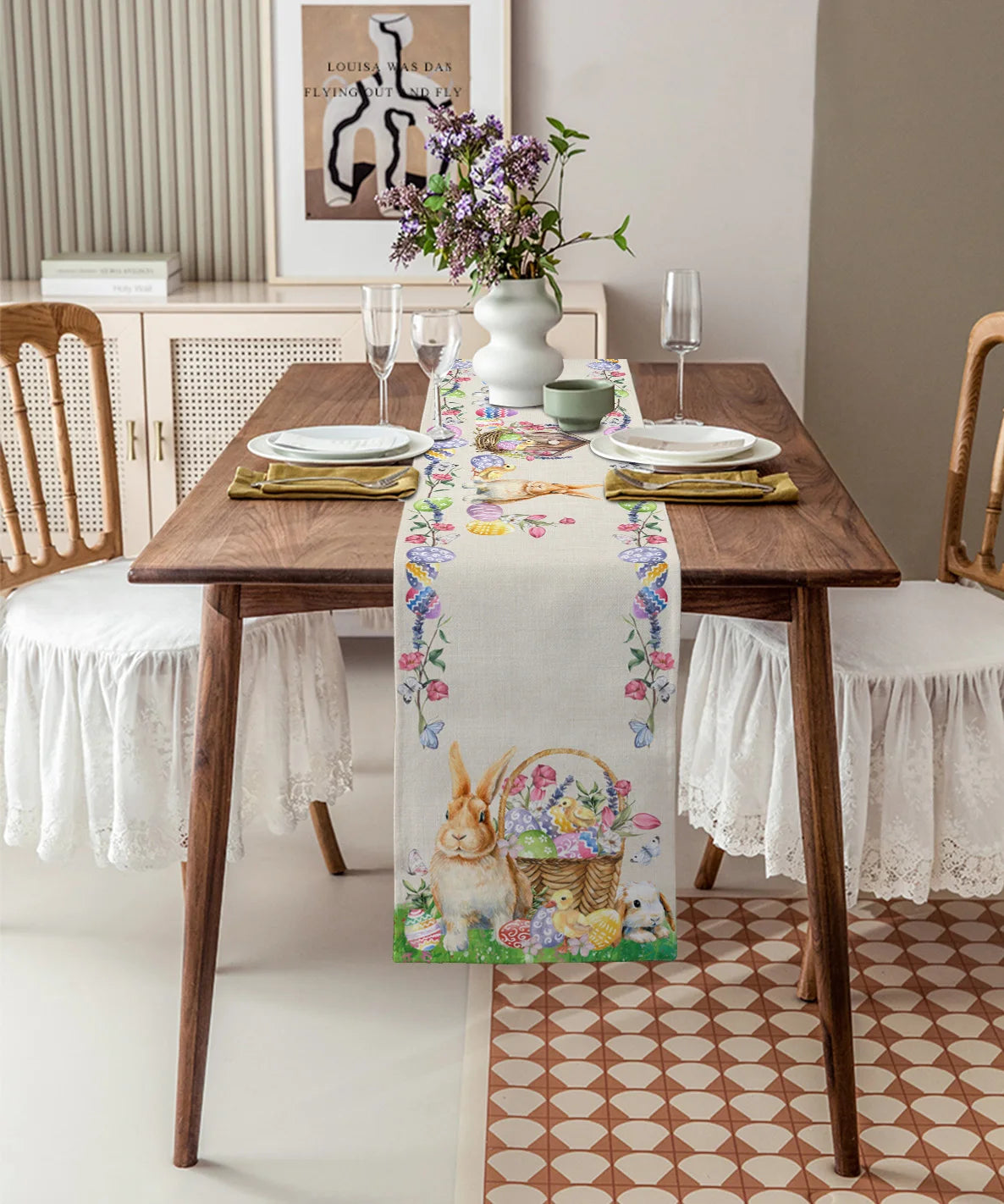 Easter Bunny Linen Table Runner