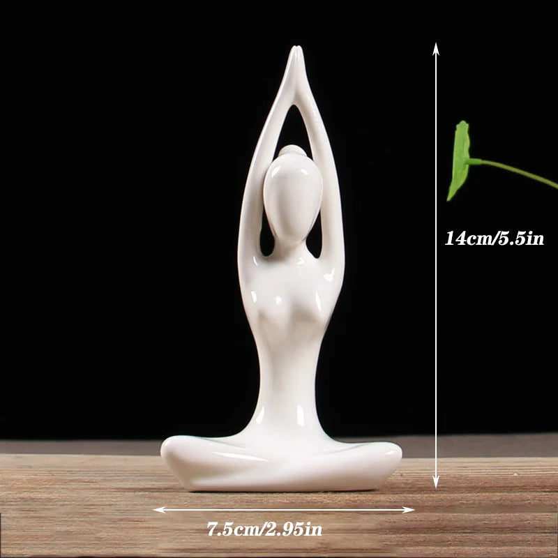Abstract Ceramic Yoga Pose Figurine