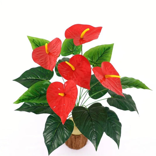 18 fork/branch Red Anthurium Simulation Plants