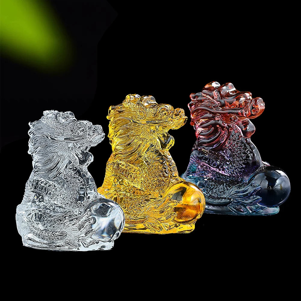 Multi-colored Miniature Crystal Dragon Figurine