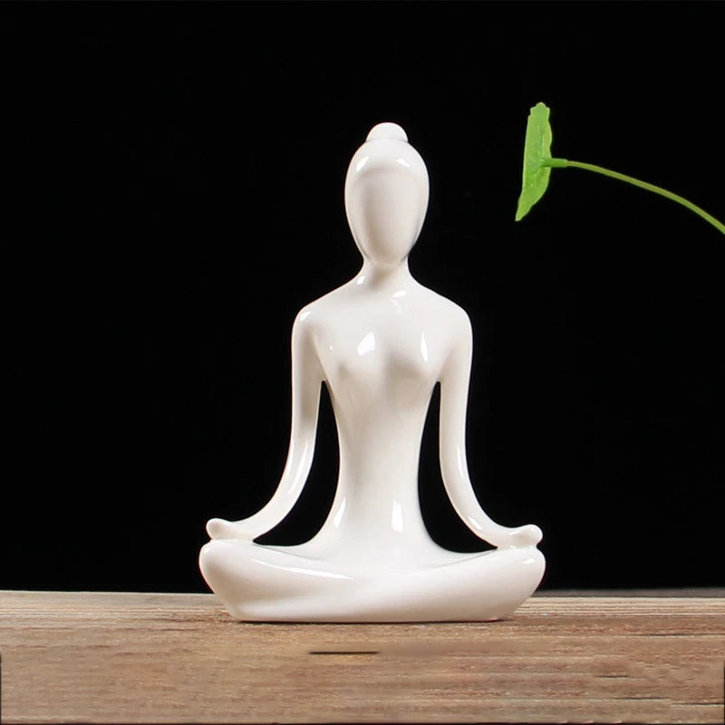 Abstract Ceramic Yoga Pose Figurine