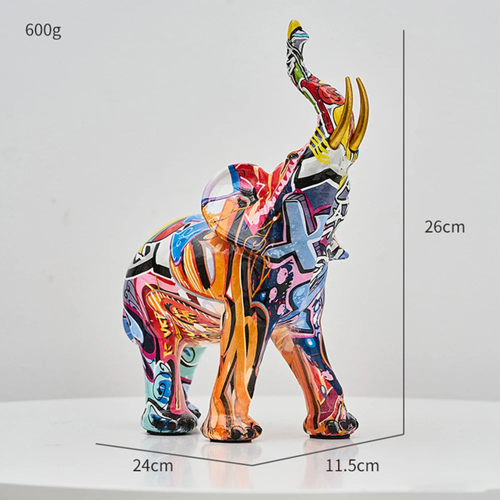 Colorful Painting Elephant Art Sculpture: Graffiti Elephant