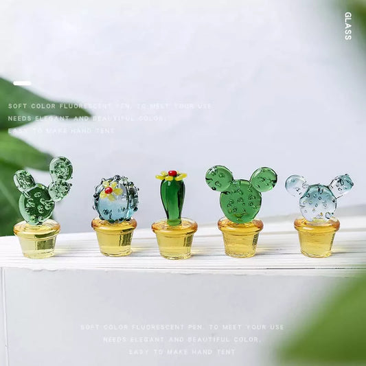 Set of 4 Crystal Cactus Figurines