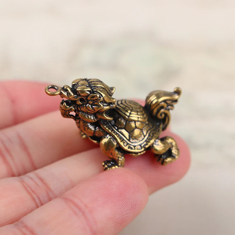 Retro Pure Brass Bagua Dragon Mini Figurine