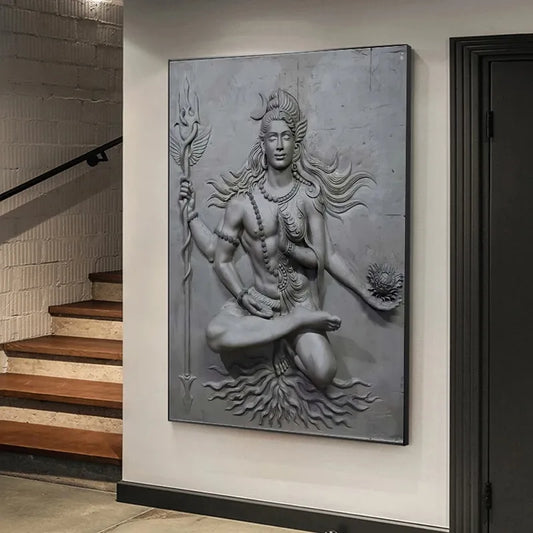 Hindu God Lord Shiva Canvas 3D Painting