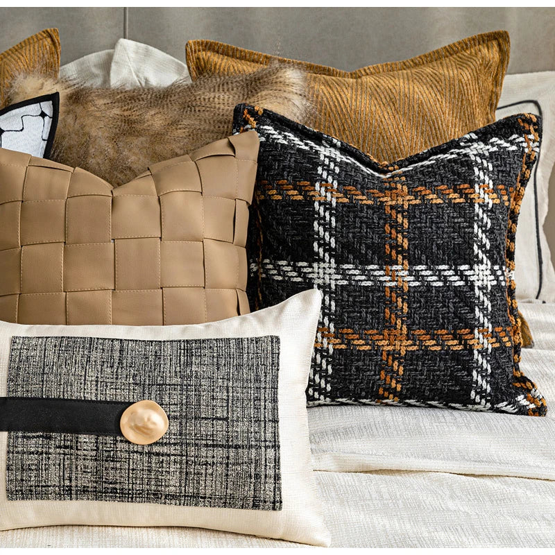 French Fashion Plaid Pillow Covers