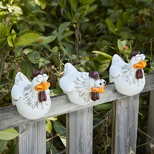 Chicken Sitting on Fence Garden Statues for Farm House