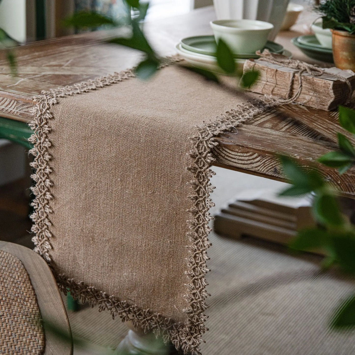 Vintage Farmhouse Jute Table Runner