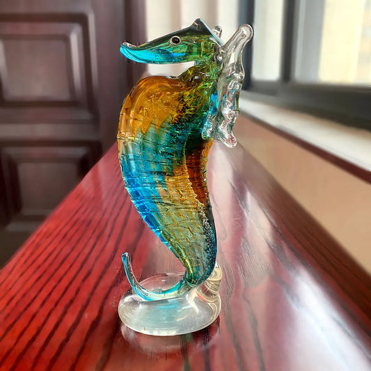 Multi-colored Glass Seahorse Figurine