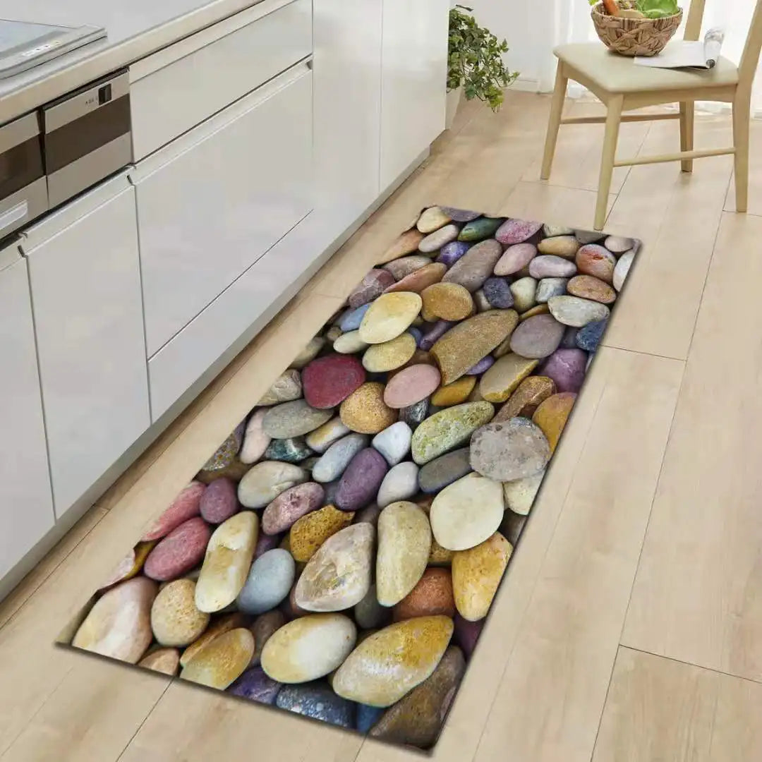 3D Pebble Stone Printed Kitchen Mat