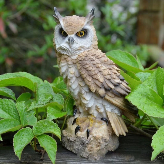 Lifelike Owl Figurine for Garden