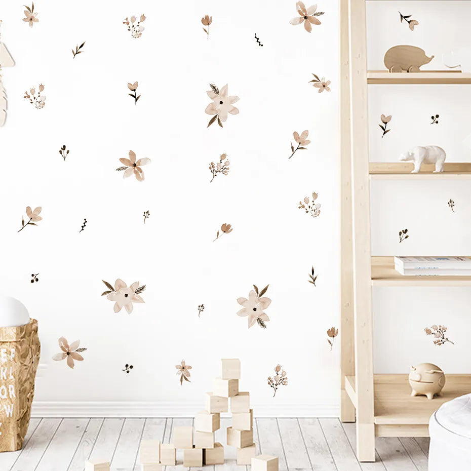 Boho style with our Flowers Leaves Watercolor Wall Sticker