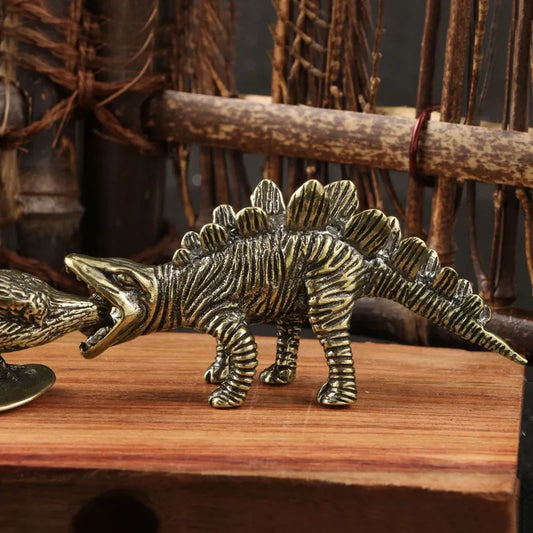 Retro Brass Spinosaurus Dinosaur Statue