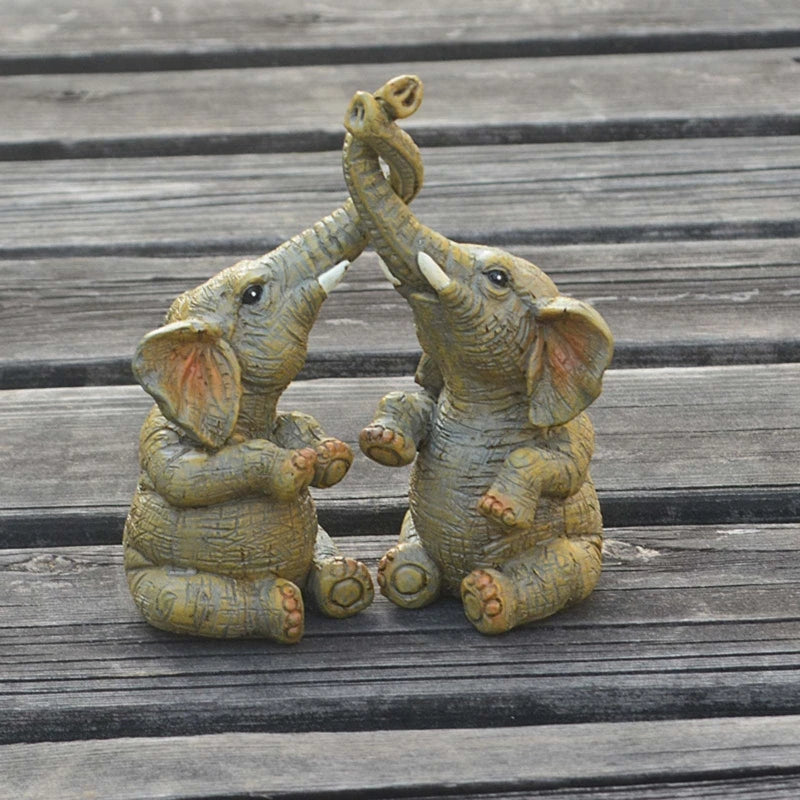 Lucky Elephant Couple Figurine