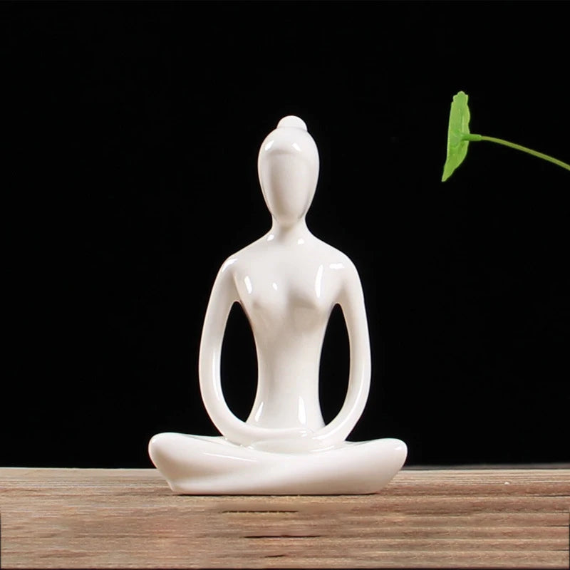 Abstract Ceramic Yoga Pose Figurine