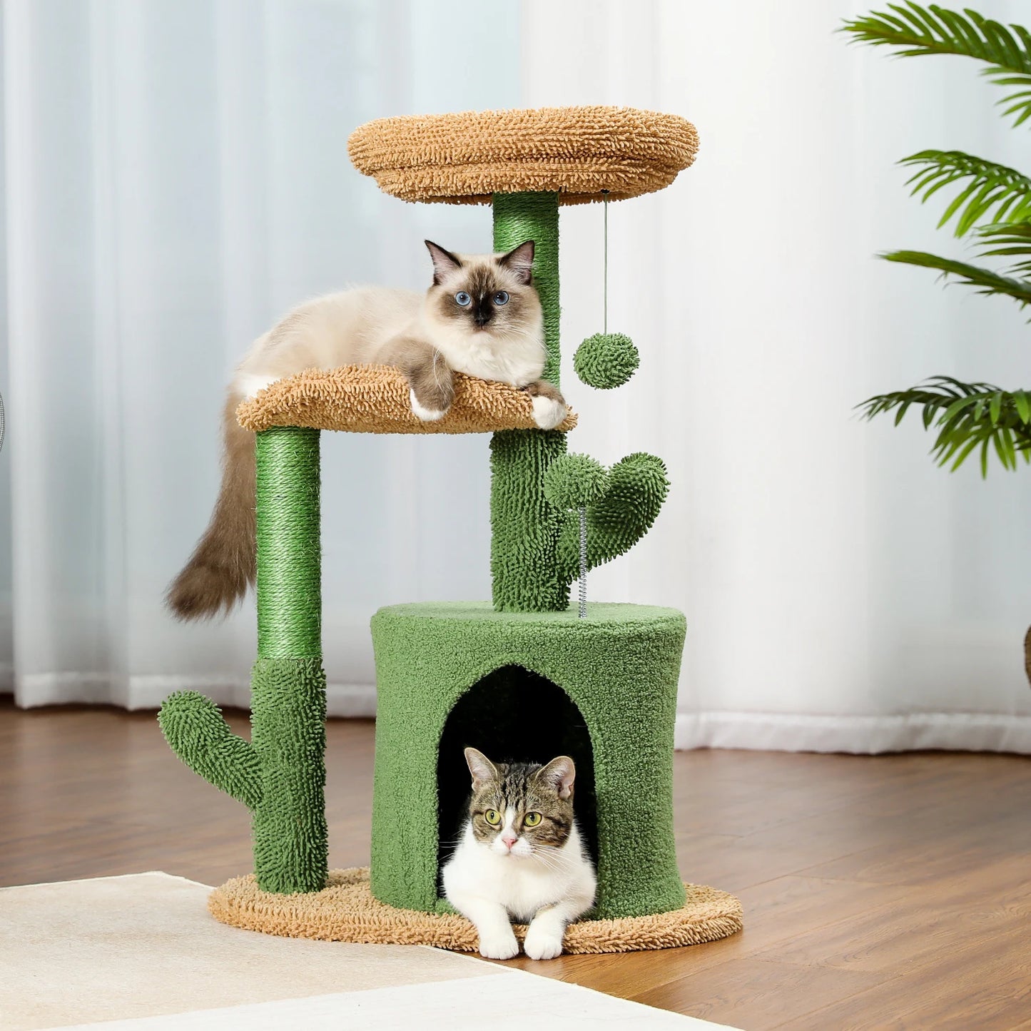 Christmas Themed Cat Scratching Post Cactus Tree Tower with Sisal Rope