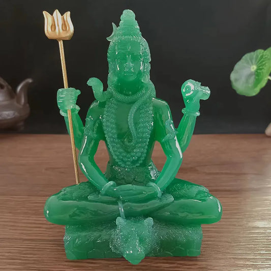 Jade Color Shiva Statue