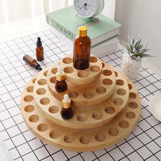 Rotatable Wooden Essential Oil Storage Round Container