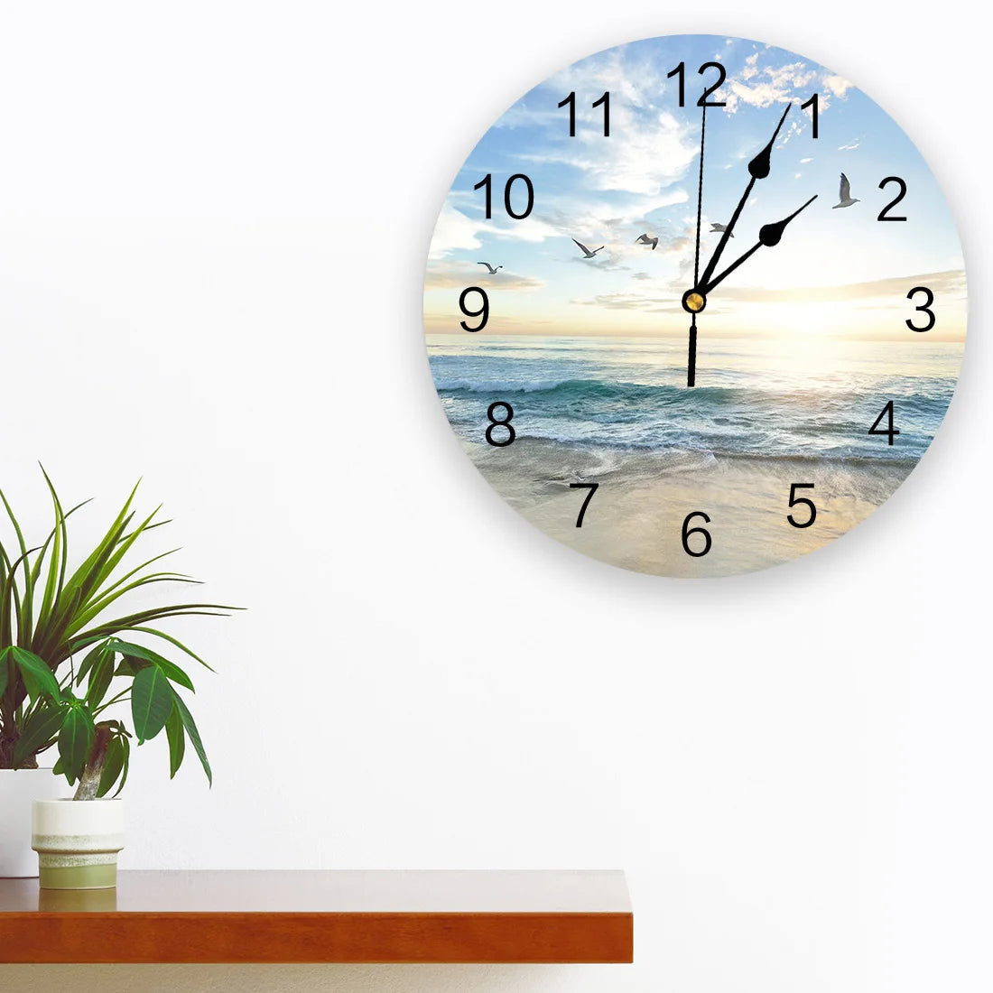 Sunset Sea Scenery Painting Clock