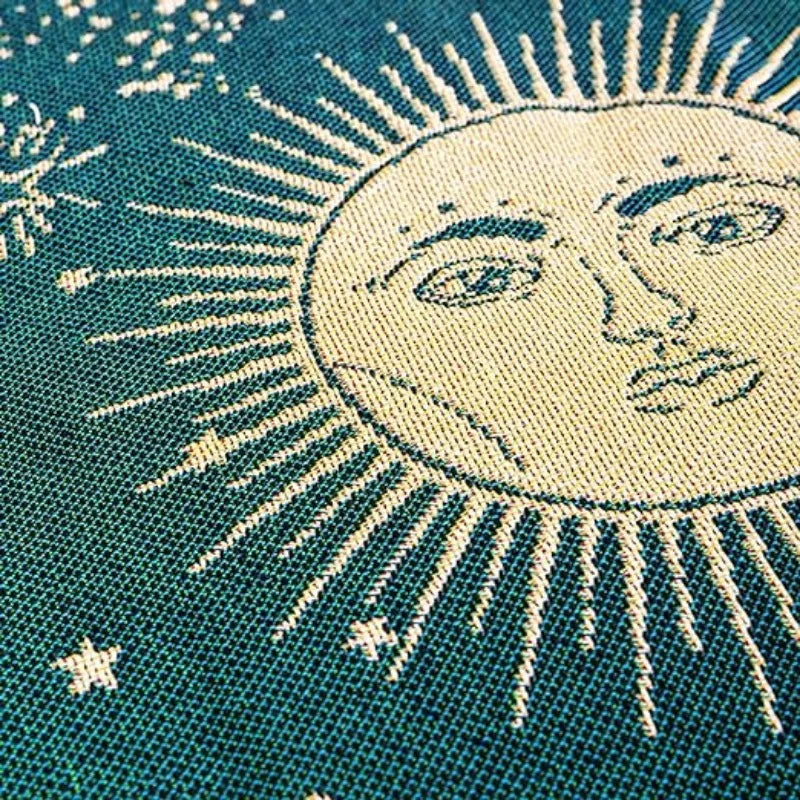 Vintage Jacquard Sun-God Sofa Throw / Blanket