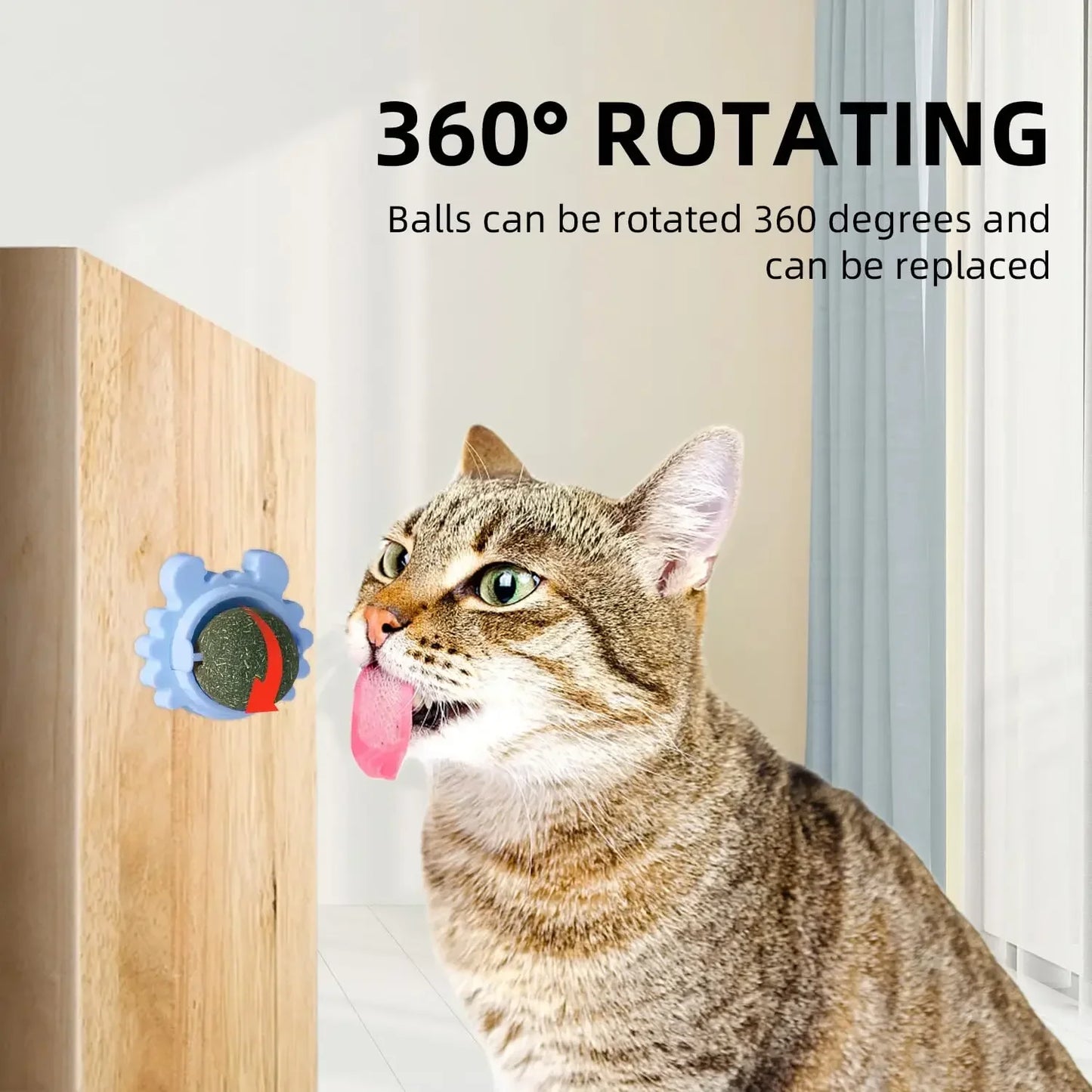 Natural Catnip Rotatable Licking Wall Ball Toy