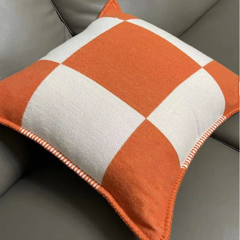 Luxury Fleece Plaid Pillow Case in Cashmere Wool